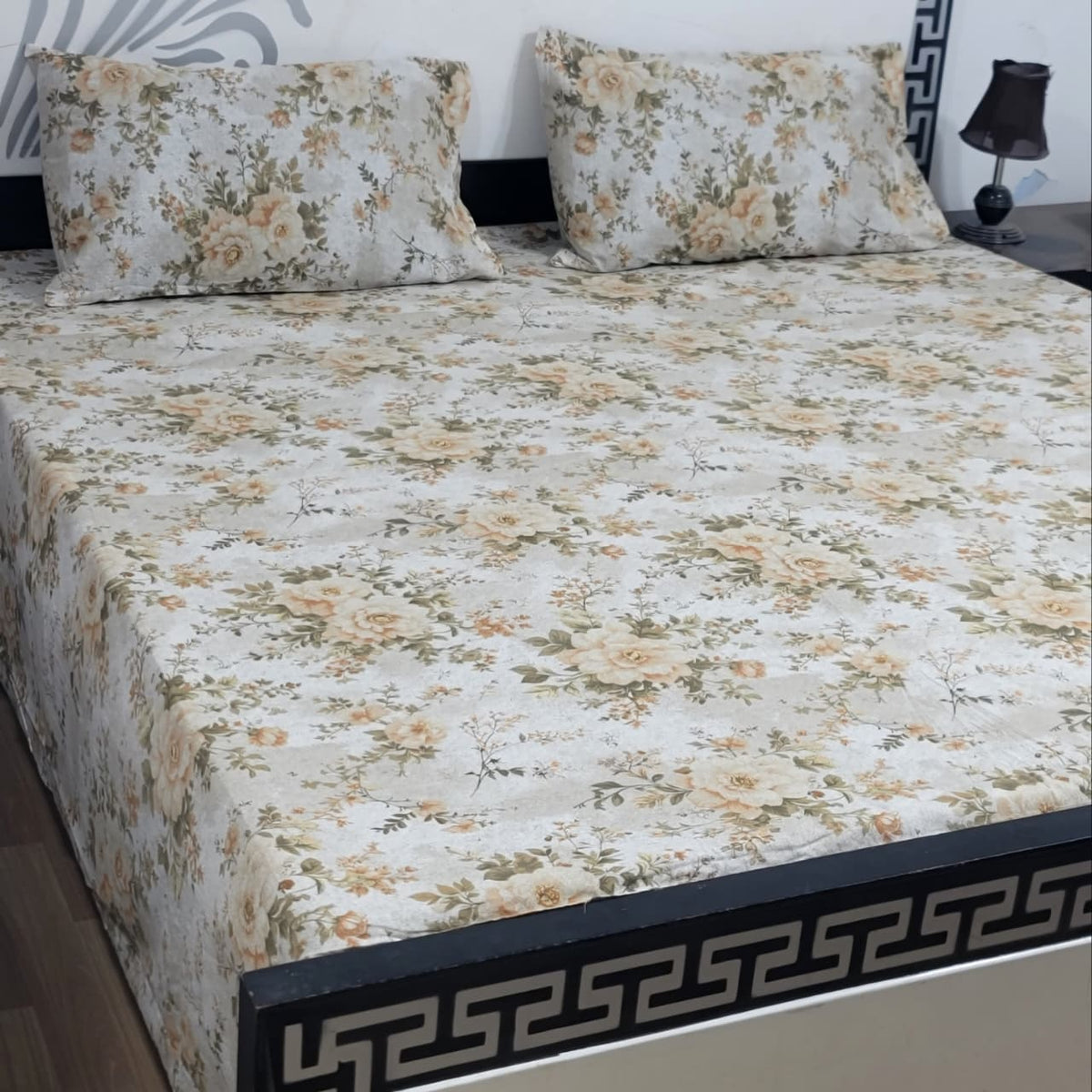 Export Quality 100% Pure Cotton King Size Bedsheet Set | Double Bed Floral Bedsheet with 2 Pillow Covers