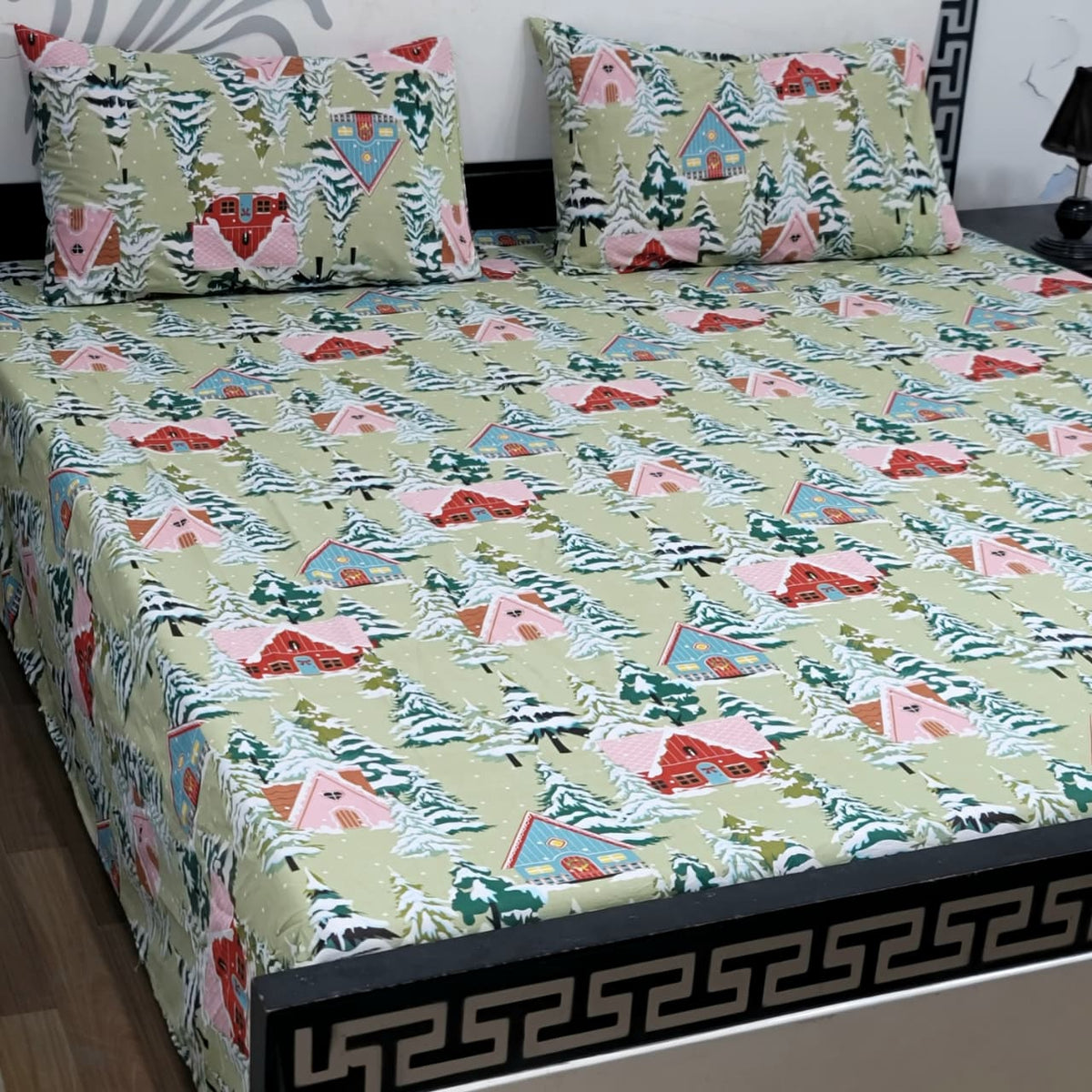 Export Quality 100% Pure Cotton King Size Bedsheet Set | Double Bed Floral Bedsheet with 2 Pillow Covers