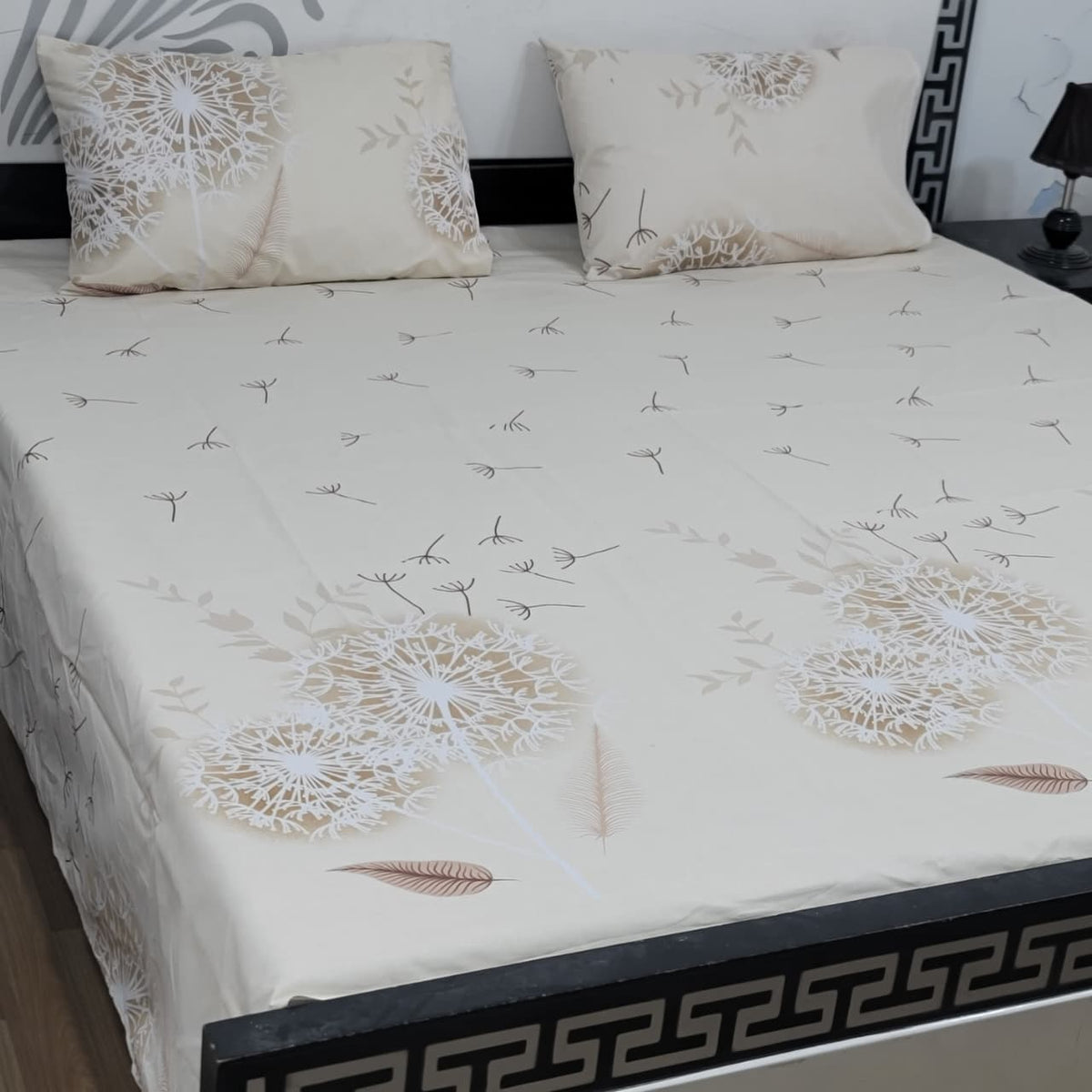 Export Quality 100% Pure Cotton King Size Bedsheet Set | Double Bed Floral Bedsheet with 2 Pillow Covers