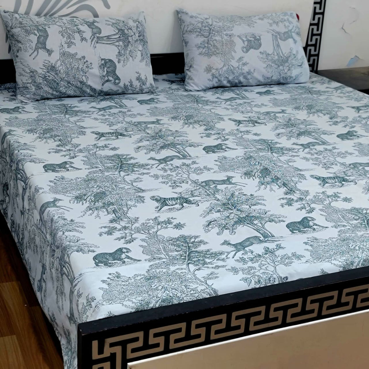 Export Quality 100% Pure Cotton King Size Bedsheet Set | Double Bed Floral Bedsheet with 2 Pillow Covers