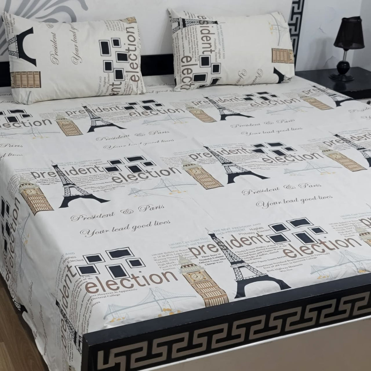 Export Quality 100% Pure Cotton King Size Bedsheet Set | Double Bed Floral Bedsheet with 2 Pillow Covers