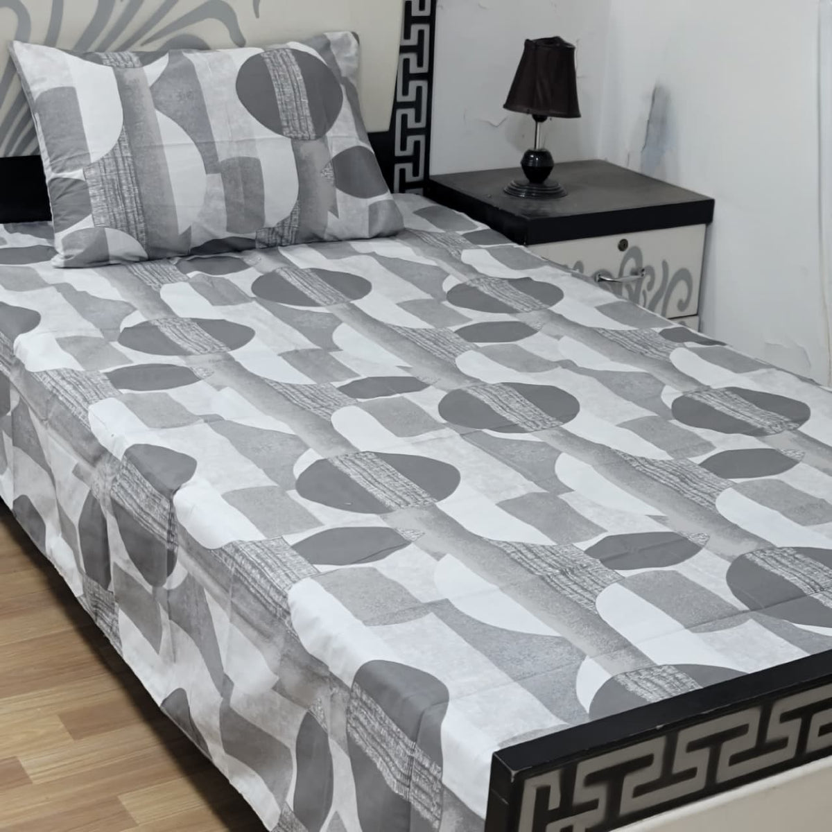 2 PC Export Quality Pure Cotton Single Bed Sheet Set | 60×90 Inch with Pillow Cover