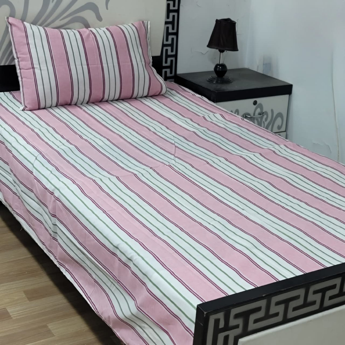2 PC Export Quality Pure Cotton Single Bed Sheet Set | 60×90 Inch with Pillow Cover