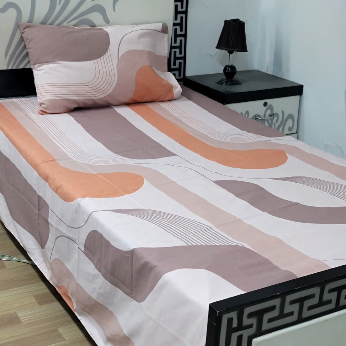 2 PC Export Quality Pure Cotton Single Bed Sheet Set | 60×90 Inch with Pillow Cover