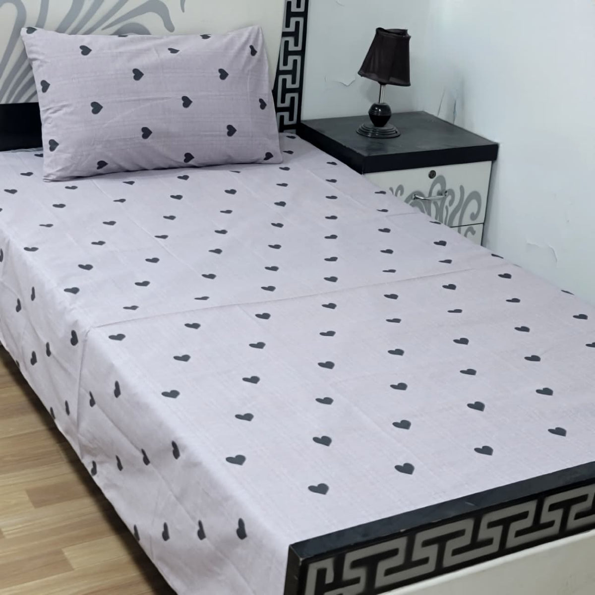 2 PC Export Quality Pure Cotton Single Bed Sheet Set | 60×90 Inch with Pillow Cover