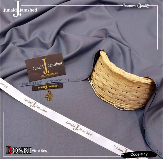Junaid Jamshed Wash Wear Boski 100% Guaranteed Fabric ( Violet Grey)