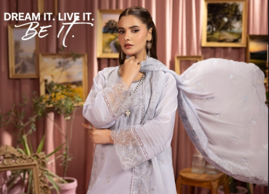 Elegant Lavender Embroidered Ensemble