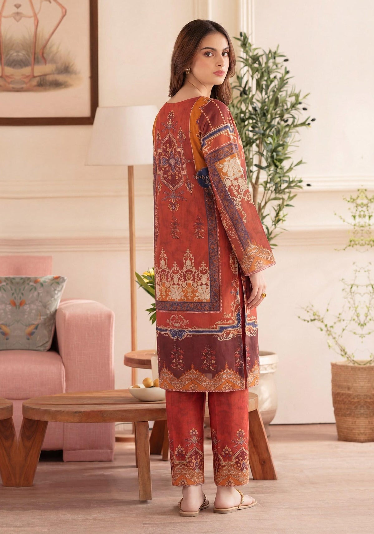 Terracotta Ethnic Print 2-Piece DIGITAL PRINTED