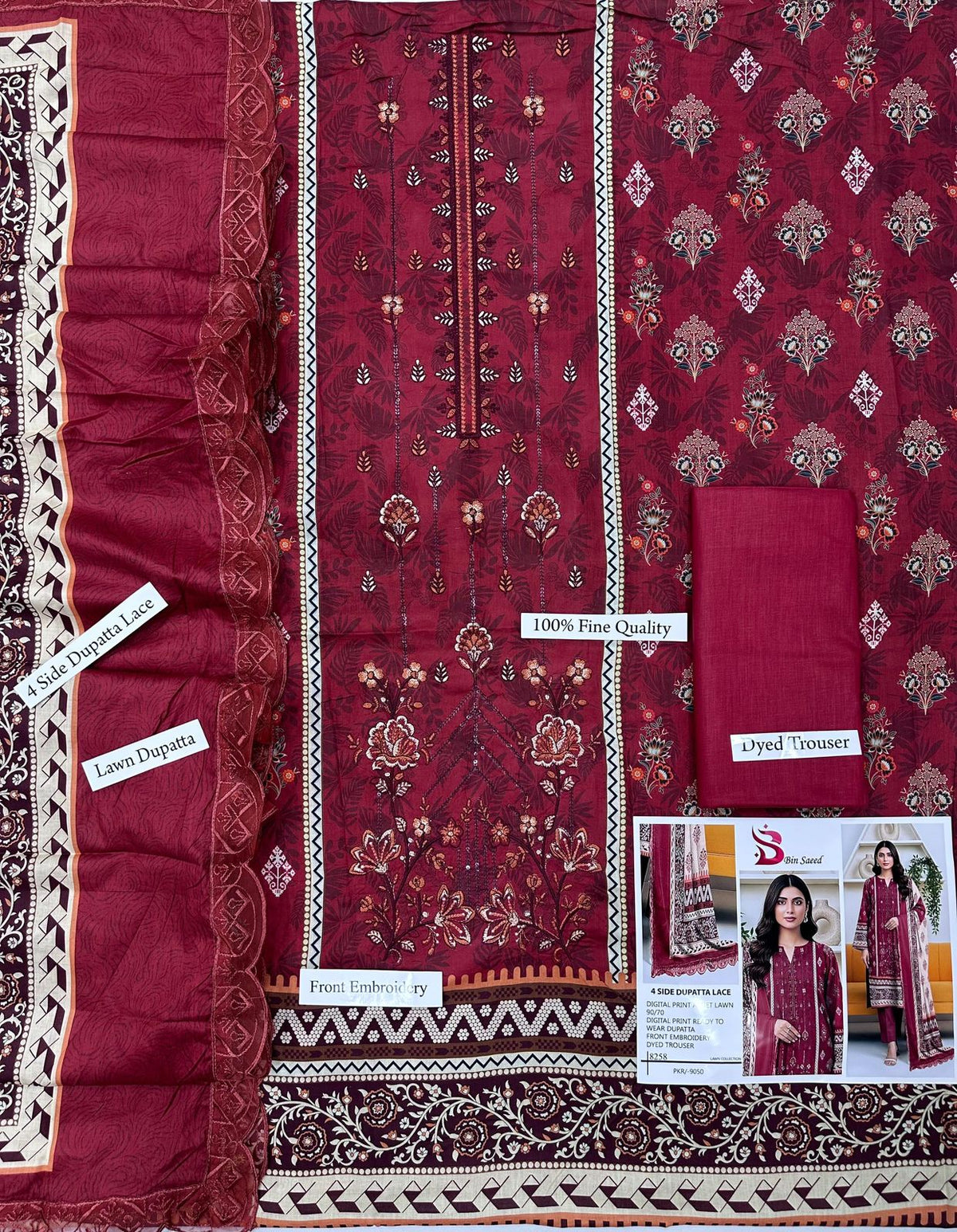 BIN SAEED READY TO WEAR LAWN DUPATTA