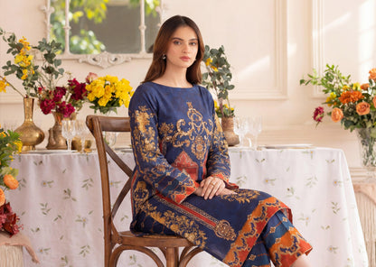 Deep Indigo & Rust Ensemble 2 Pcs DIGITAL PRINTED