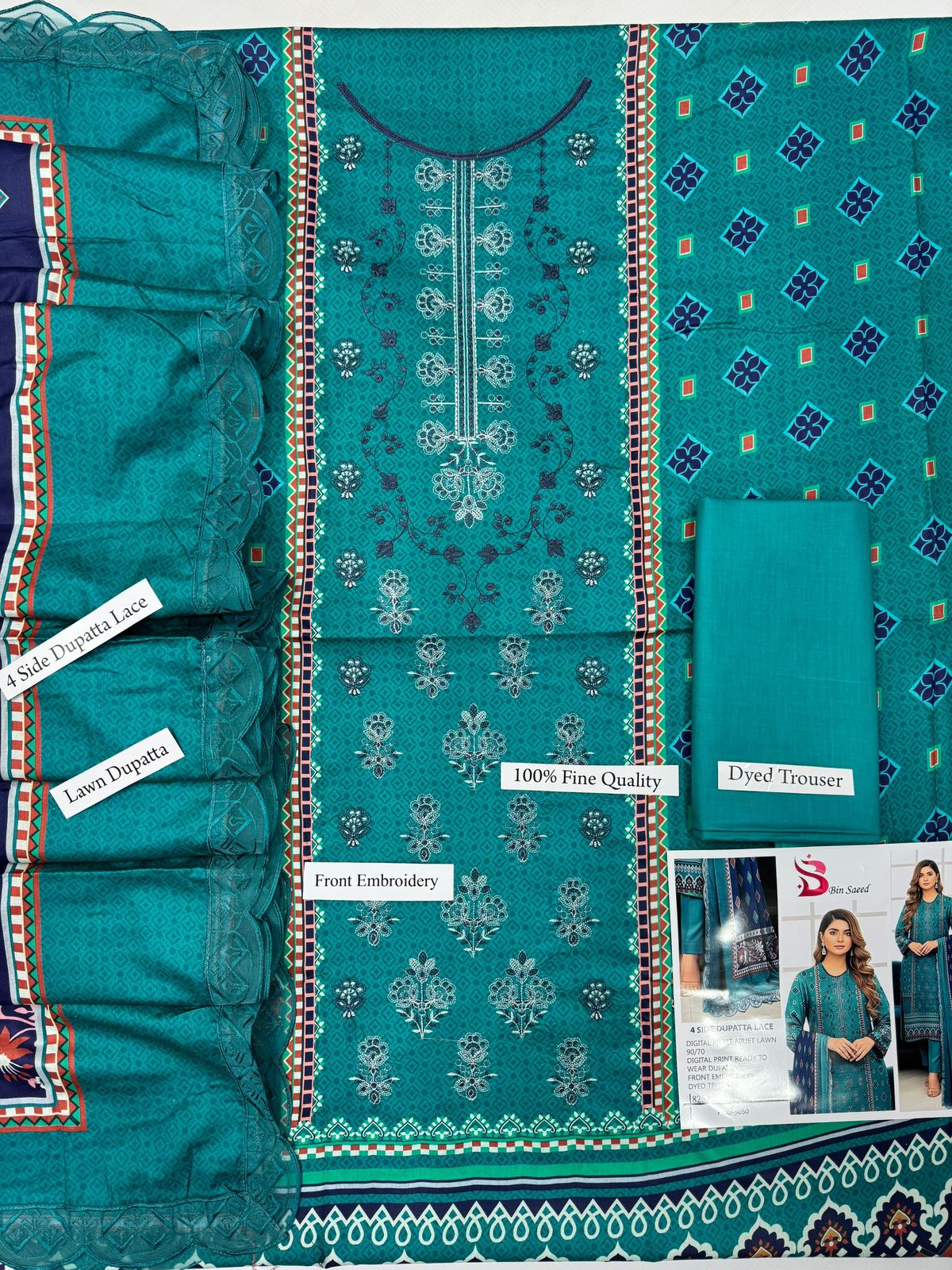BIN SAEED READY TO WEAR LAWN DUPATTA