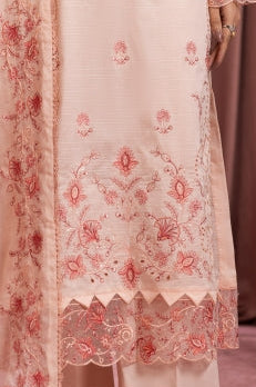 Delicate Splendour – Peach Embroidered Ensemble